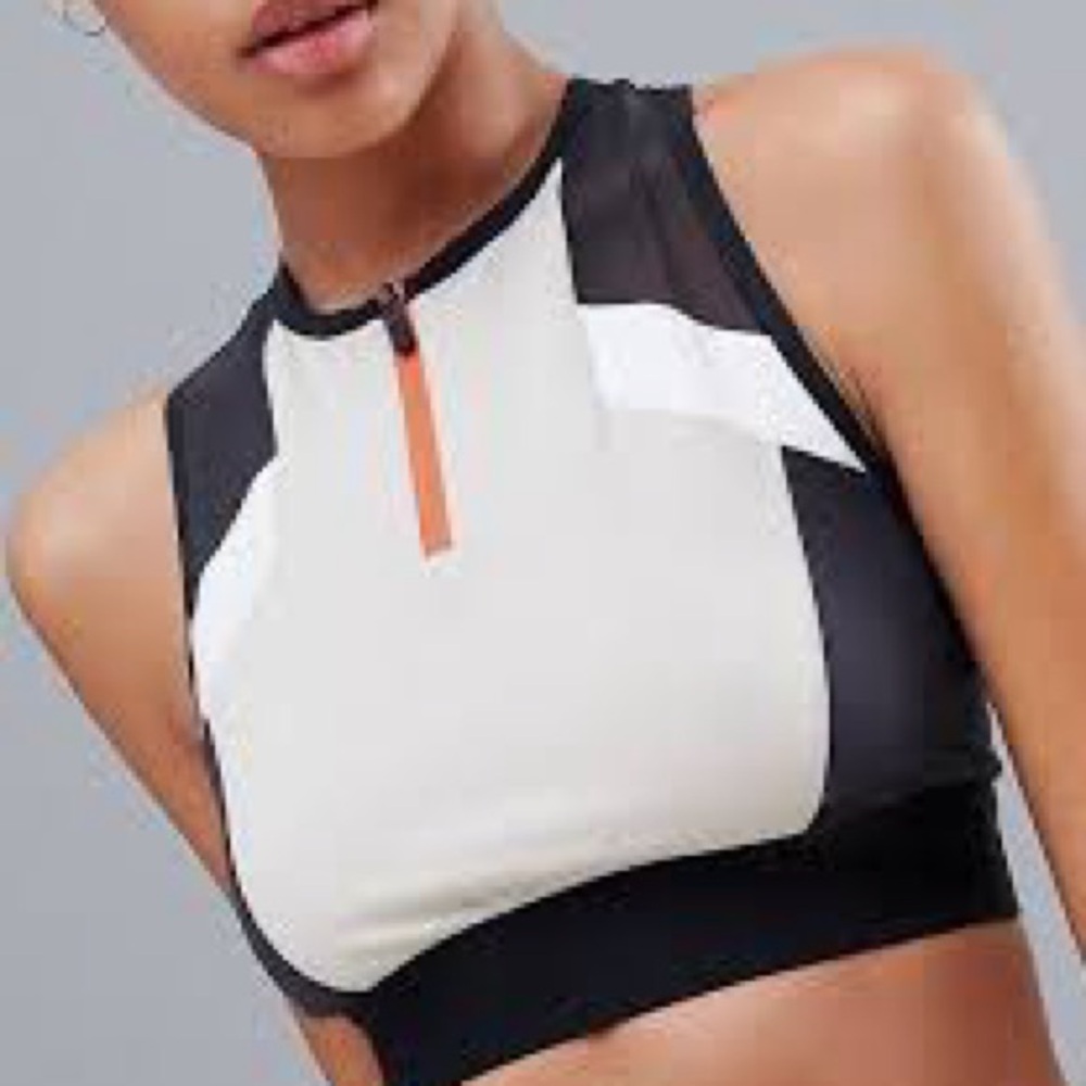 Reebok Womens Fitness Yoga Crop Top Colorblock Sports Bra